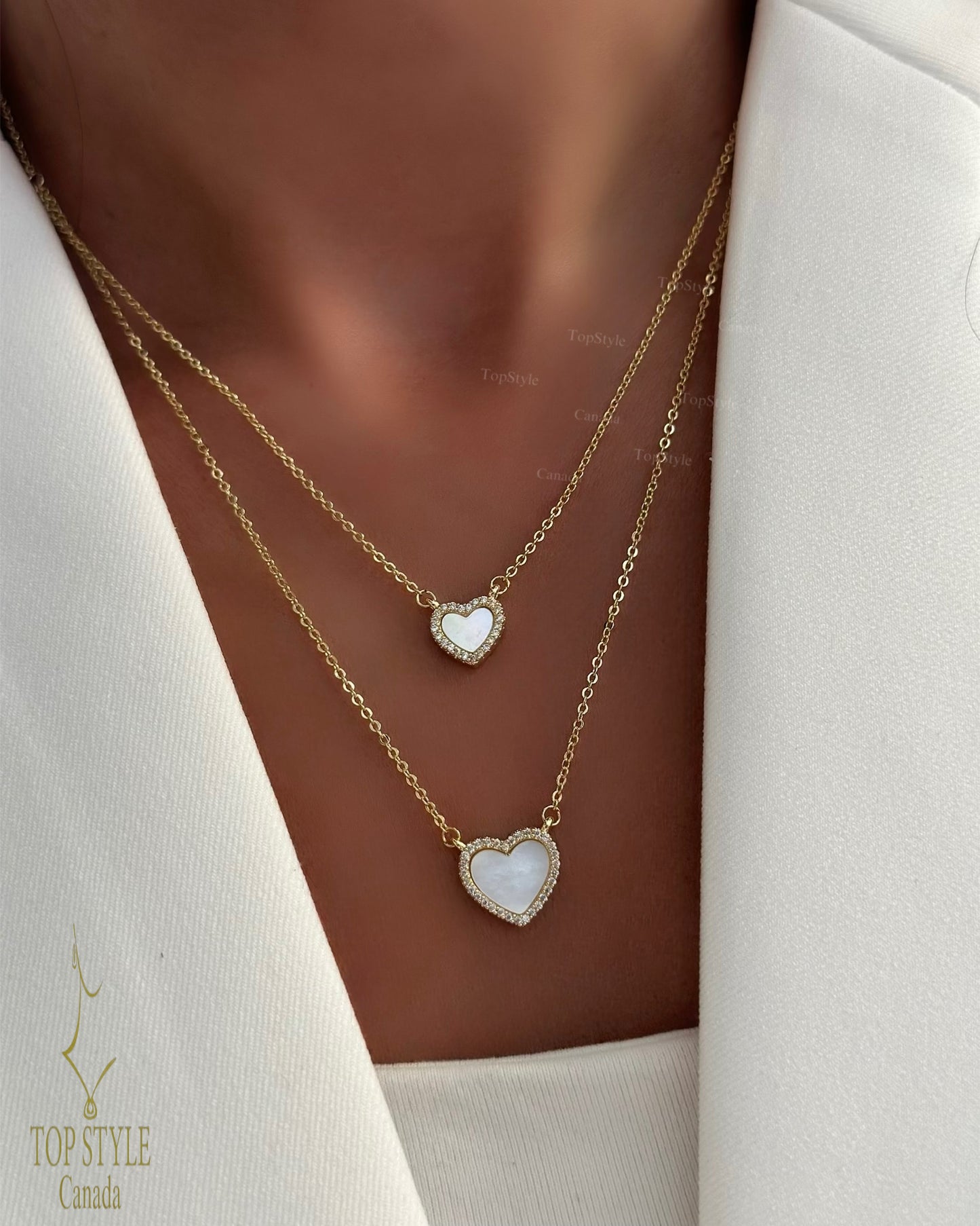Twin Heart Layered Necklace | 18K Gold Plated