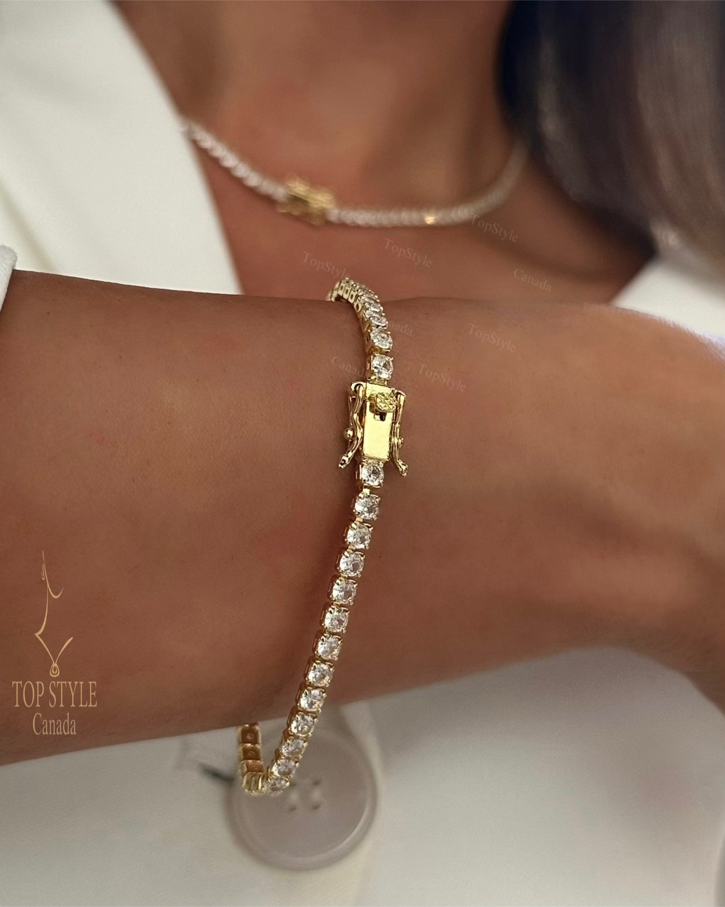 18K Gold Plated Tennis Set (Necklace+Bracelet)