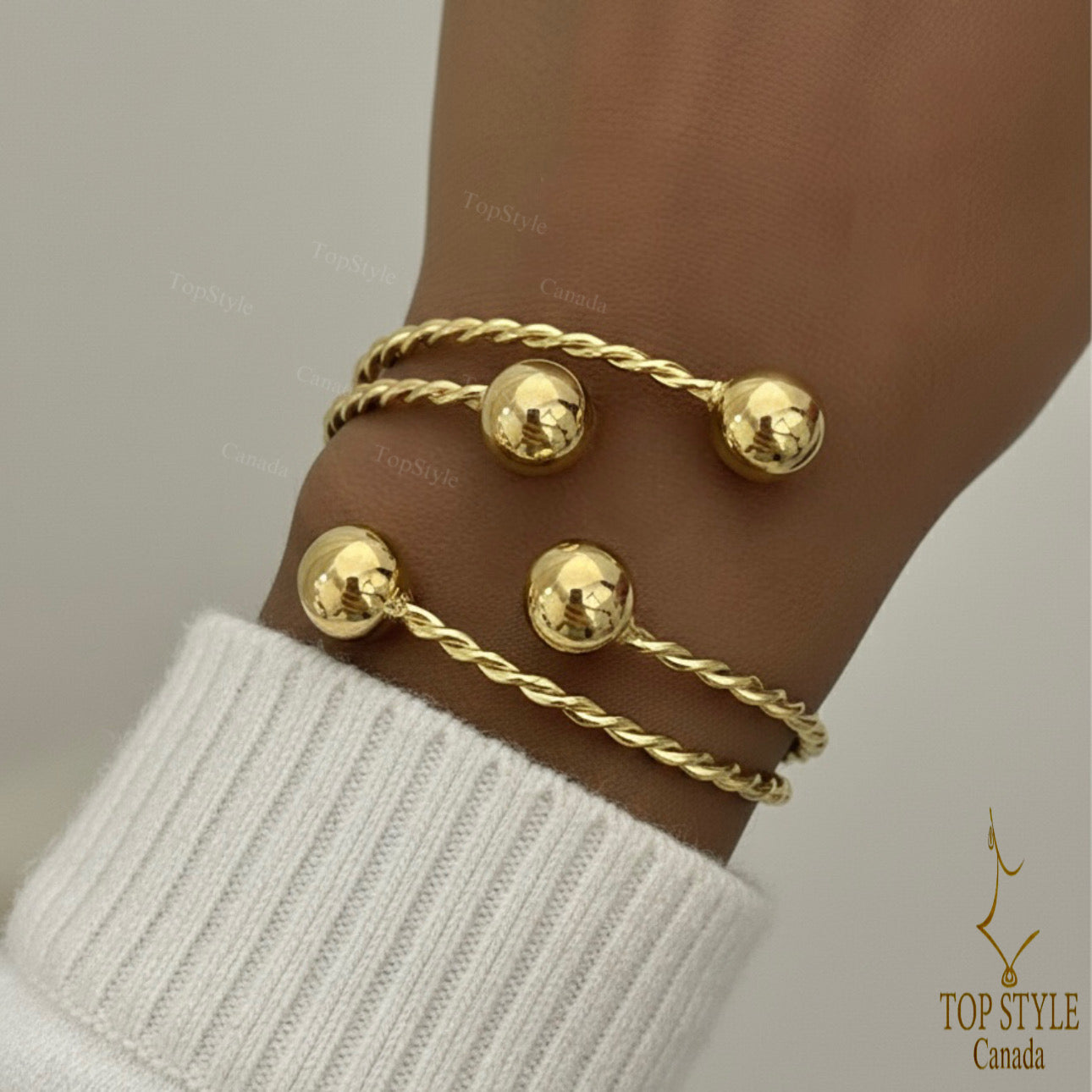 Bracelet jonc torsadé plaqué or