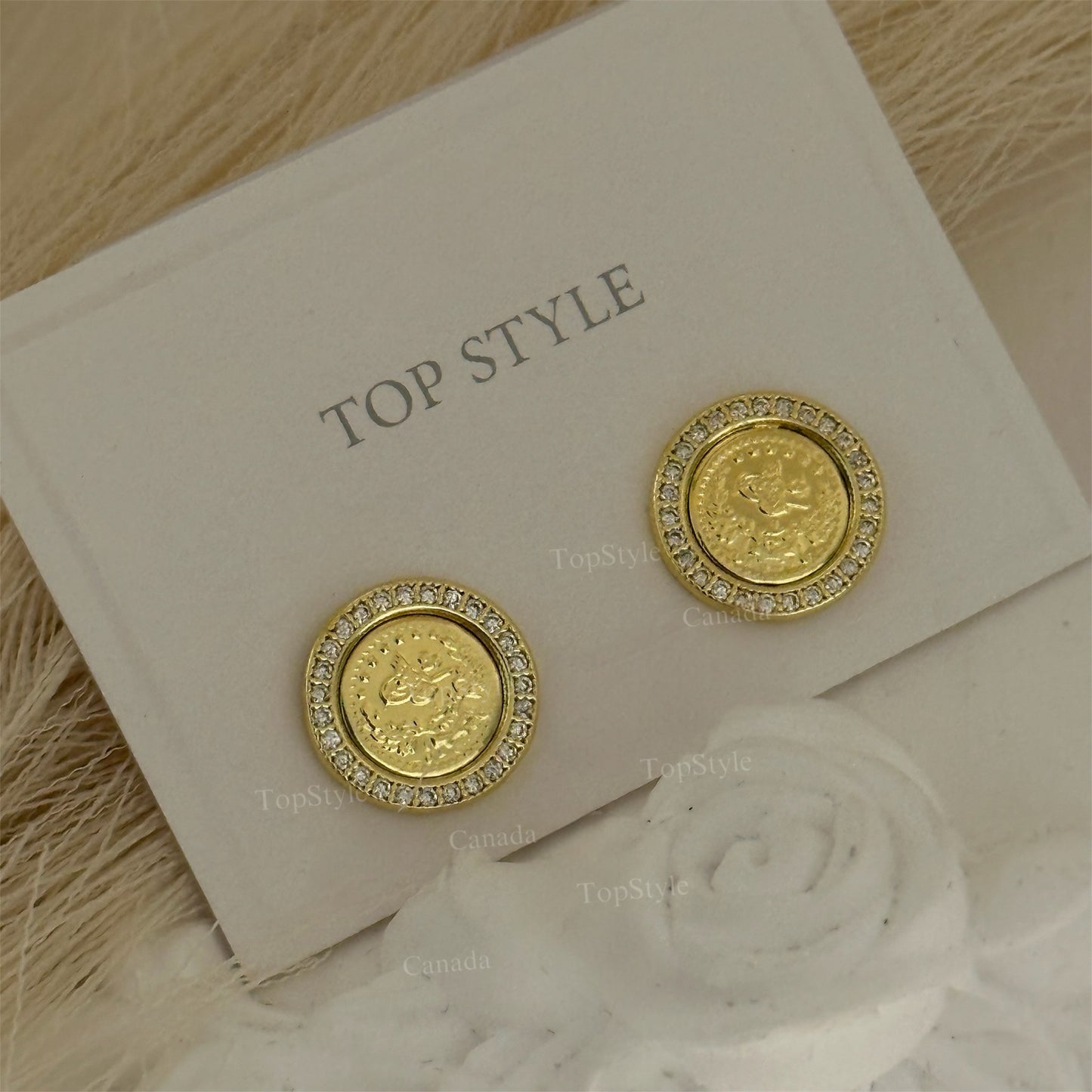 Coin (Lira) Small Stud Earrings