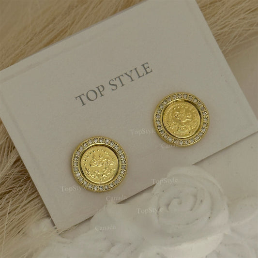 Coin (Lira) Small Stud Earrings