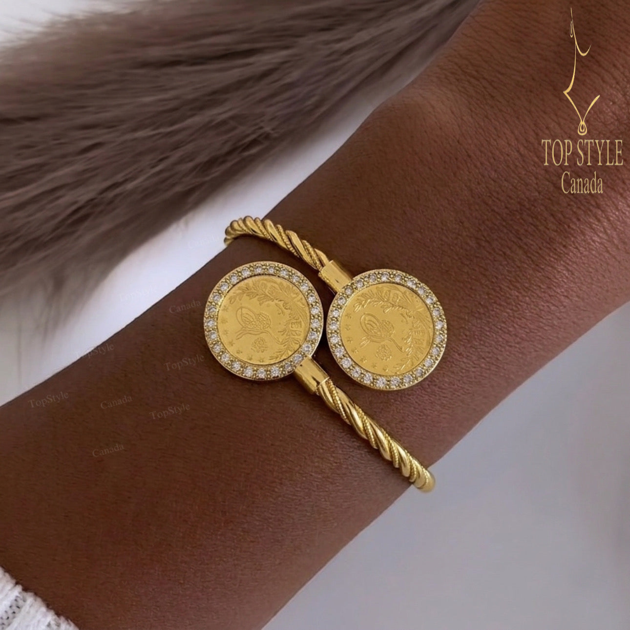 Bracelet double pièce plaqué or 21 carats