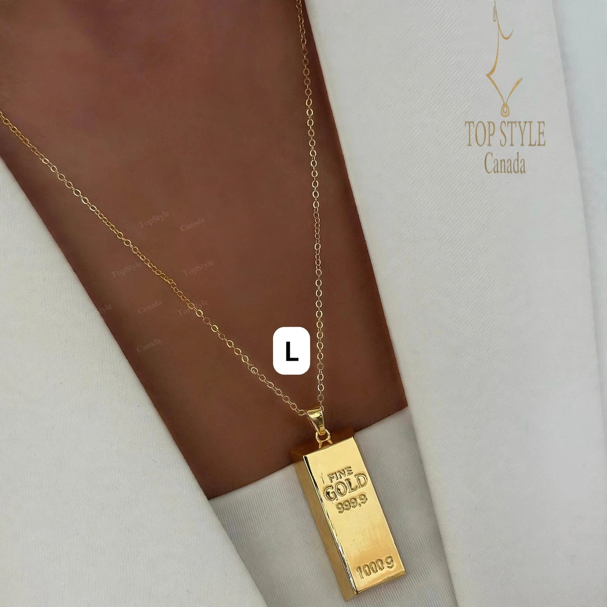 21k Gold Plated Bullion Bar Necklace