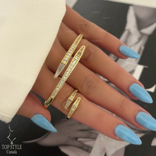 Golden Plated Serpent Sparkle Half Set ( Bracelet & Ring)