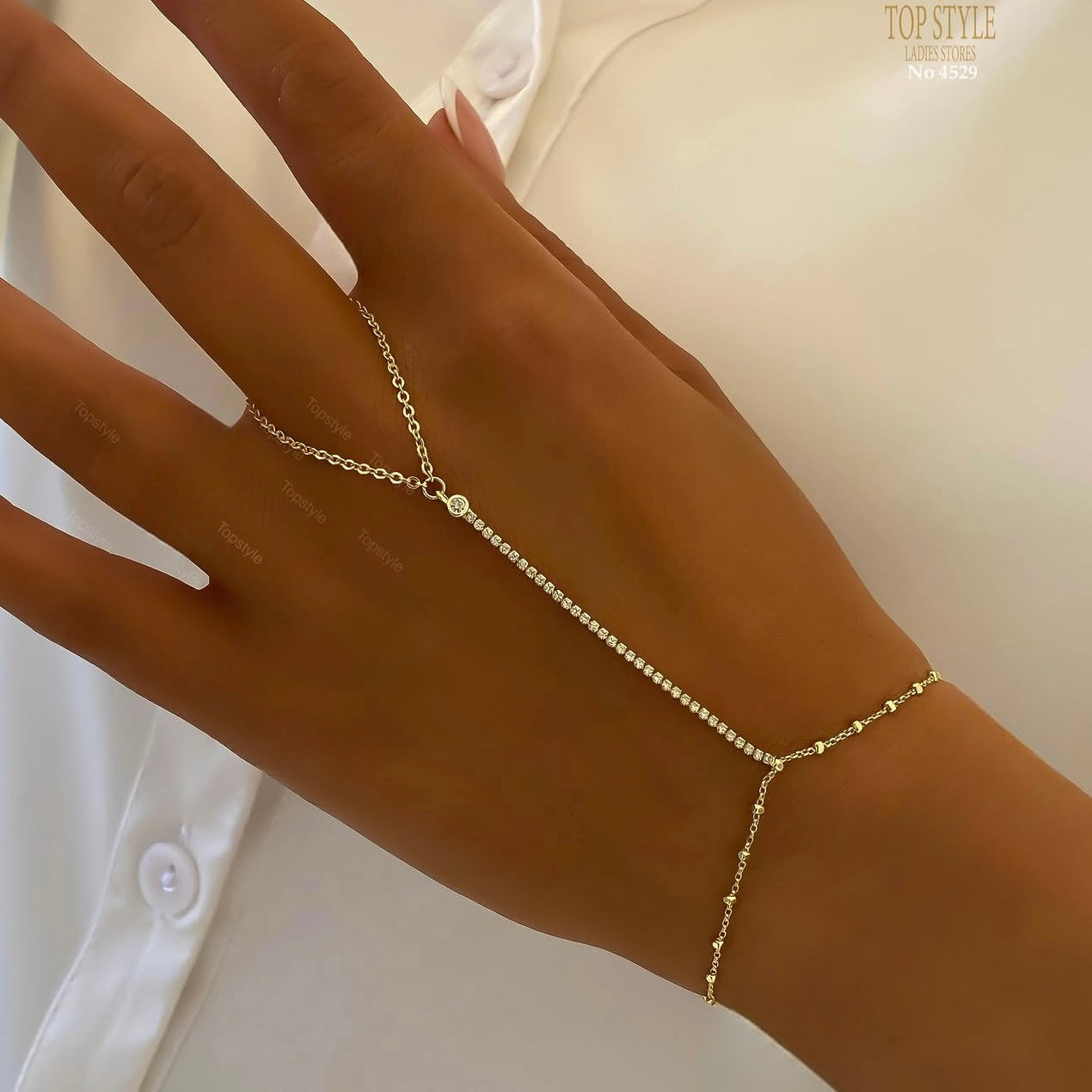 18K Gold Plated Hand Chain Tennis Bracelet