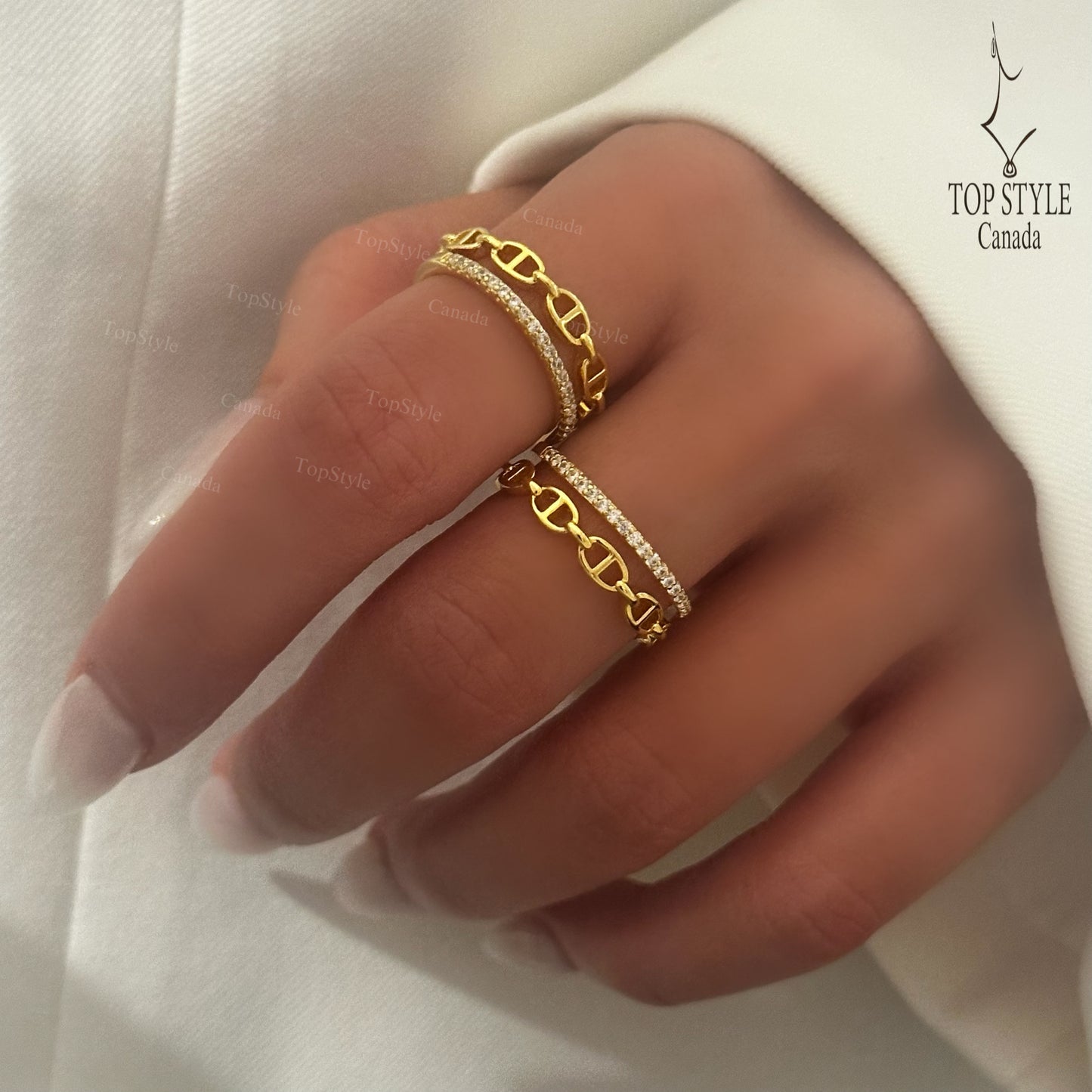 Gold-Plated Adjustable Double Band Ring