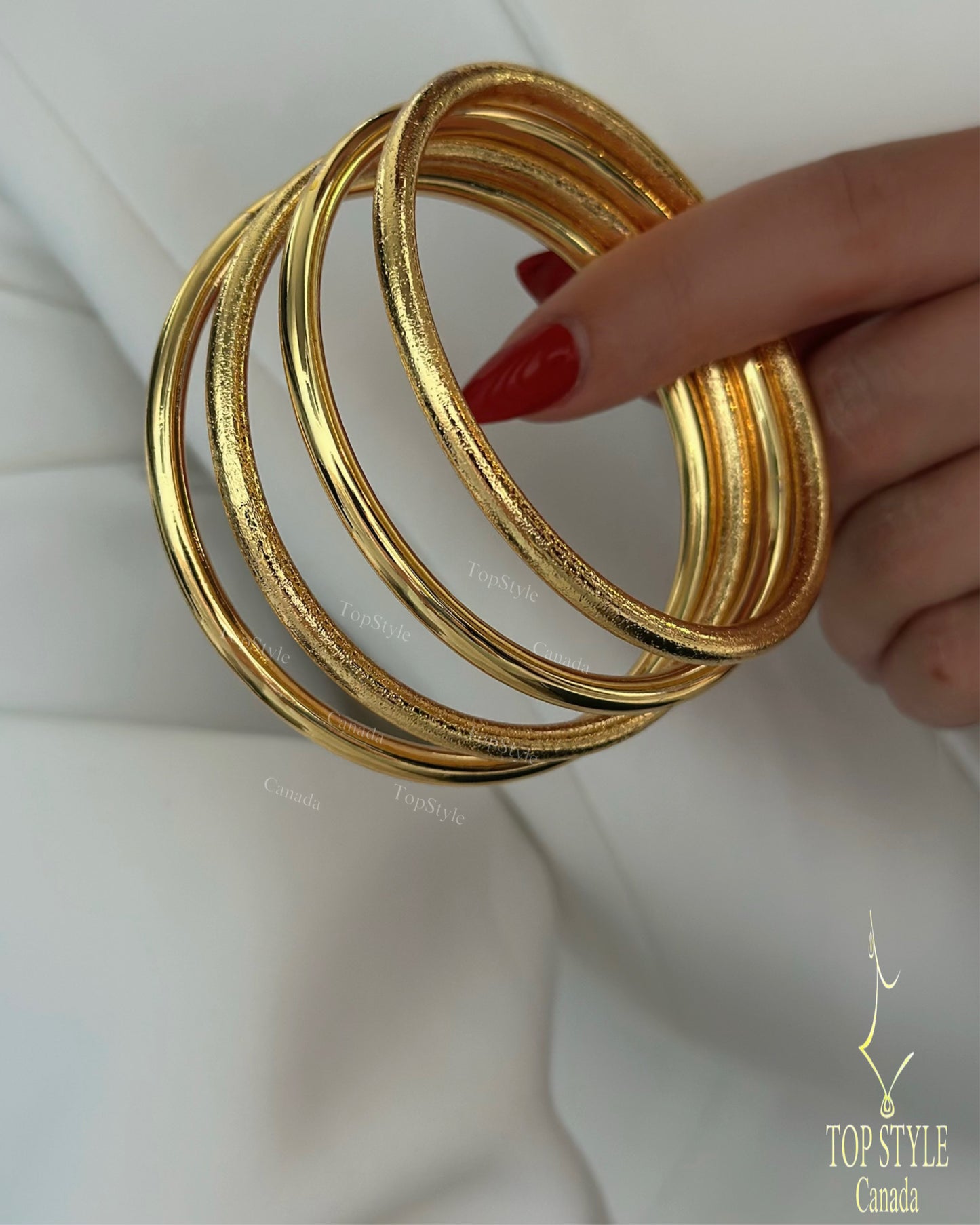 Bold Thick Bangle Stack Set of 4 – 21K Gold Plated