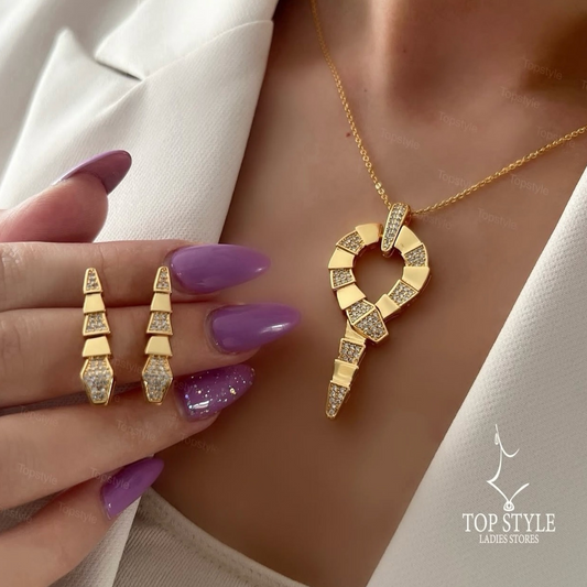 Gold-Plated Snake Half set (Necklace + Earrings)
