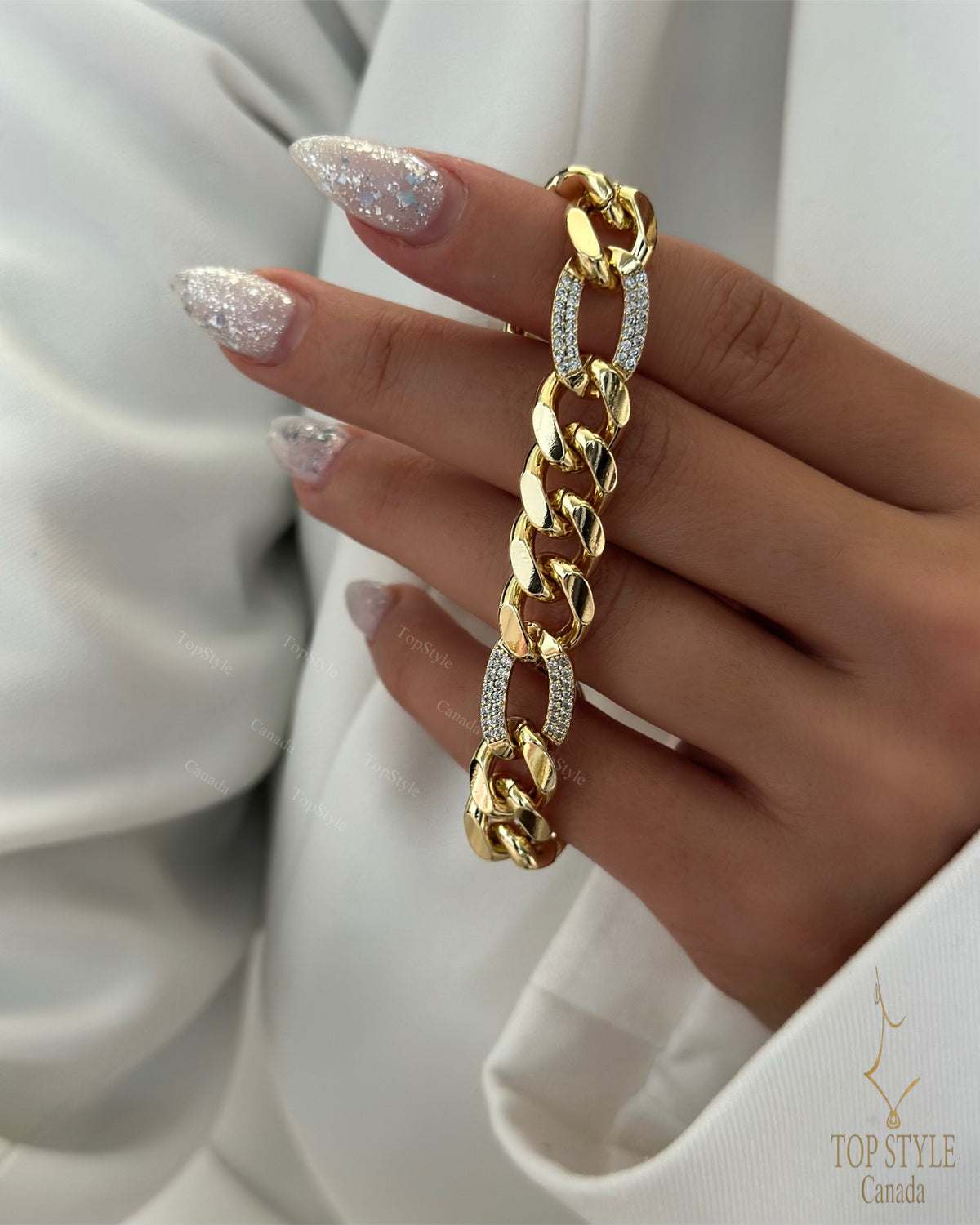 18K Gold Plated Pavé Cuban Link Bracelet