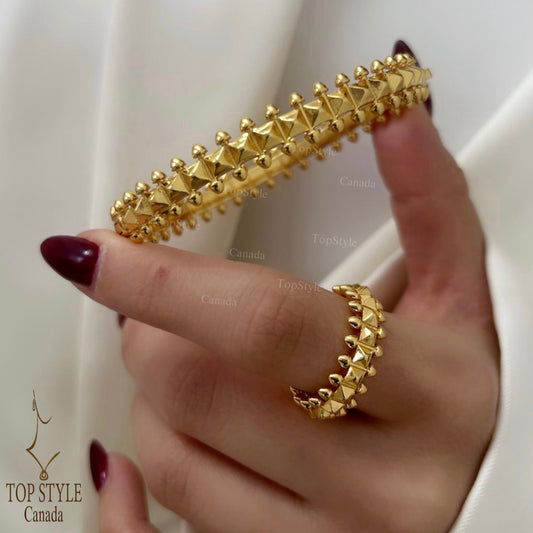 21K Gold-Plated Royal Half Set (Bangle+Ring)
