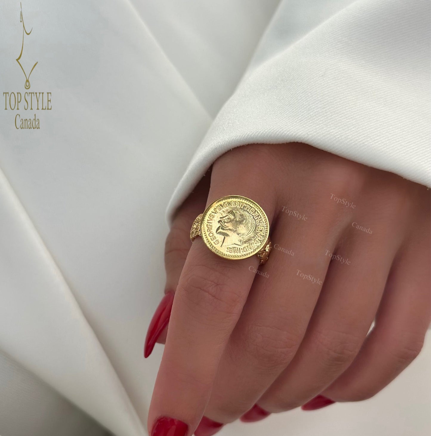 21K Gold Plated British Coin Ring