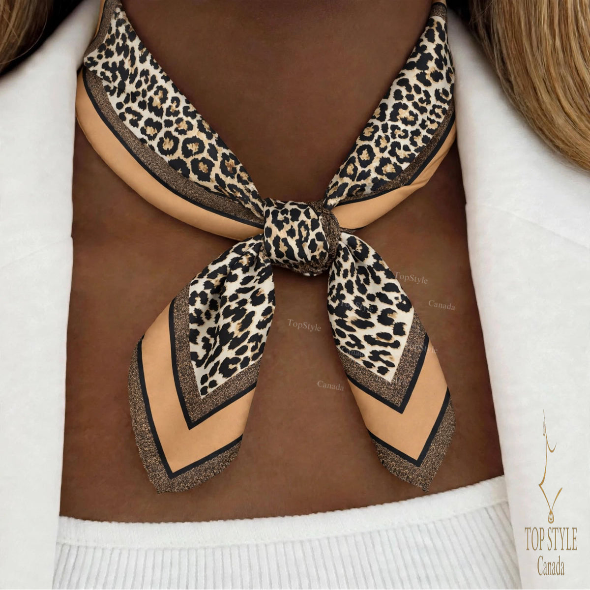 Leopard Print Coin Scarf Necklace