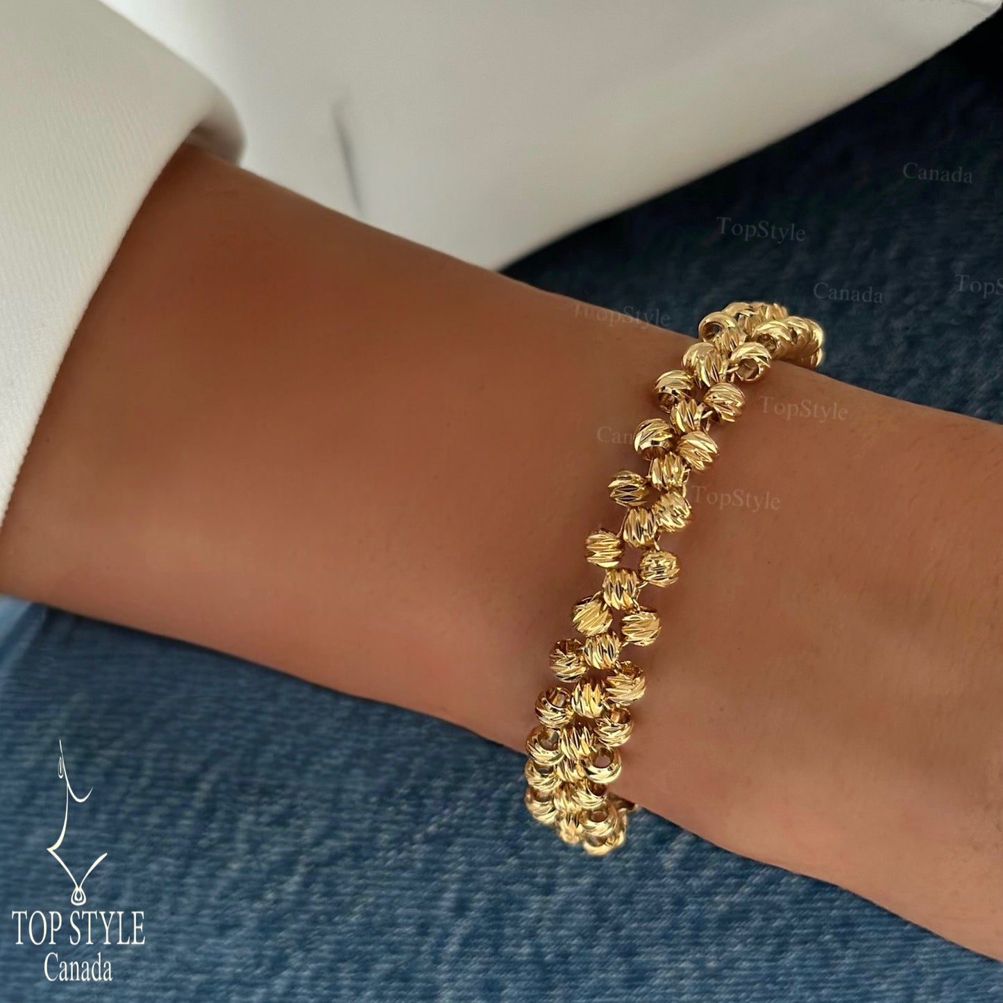 Bracelet de perles Dorica plaqué or 21 carats