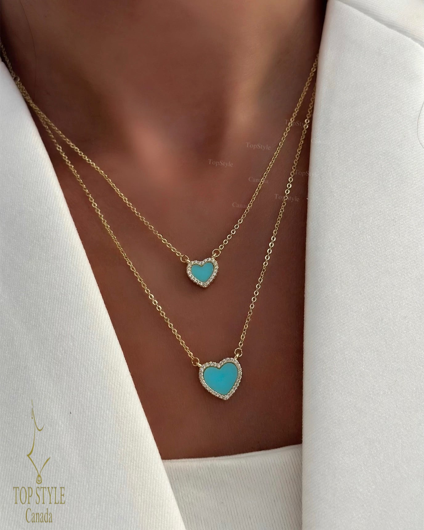 Twin Heart Layered Necklace | 18K Gold Plated