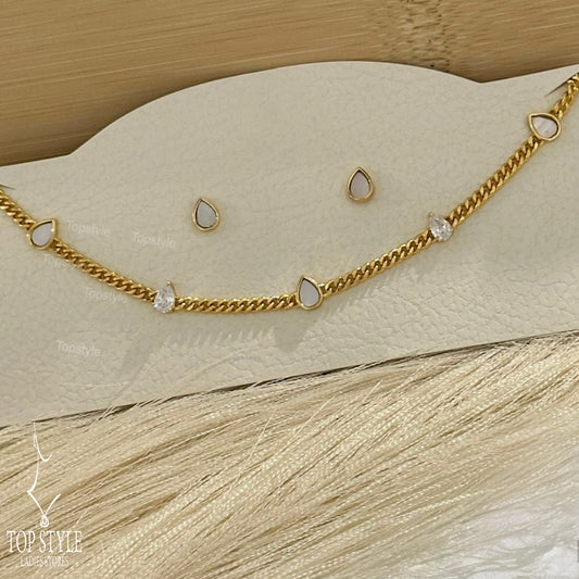 21K Gold-Plated Half Set (Choker Necklace + earrings)