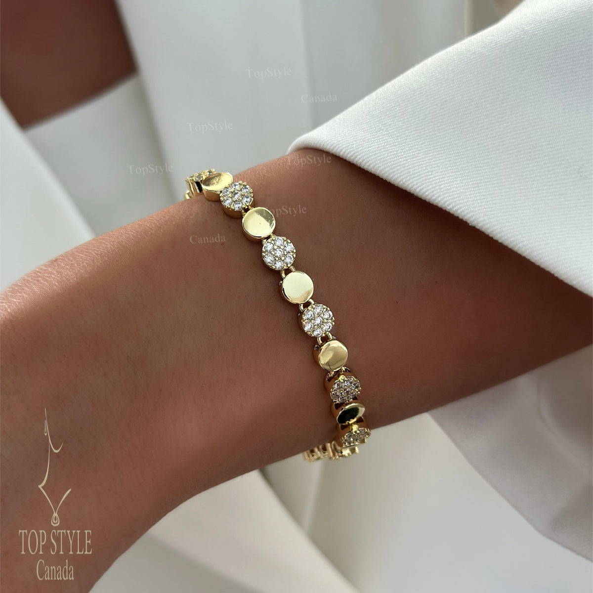 Luna CZ Disc Bracelet | 18K Gold Plated