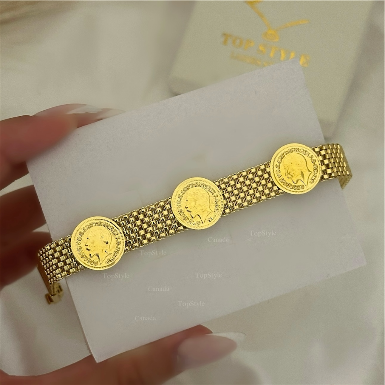 Gold-Plated Mesh Coin (Lira) Bracelet