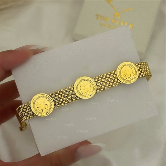 Gold-Plated Mesh Coin (Lira) Bracelet