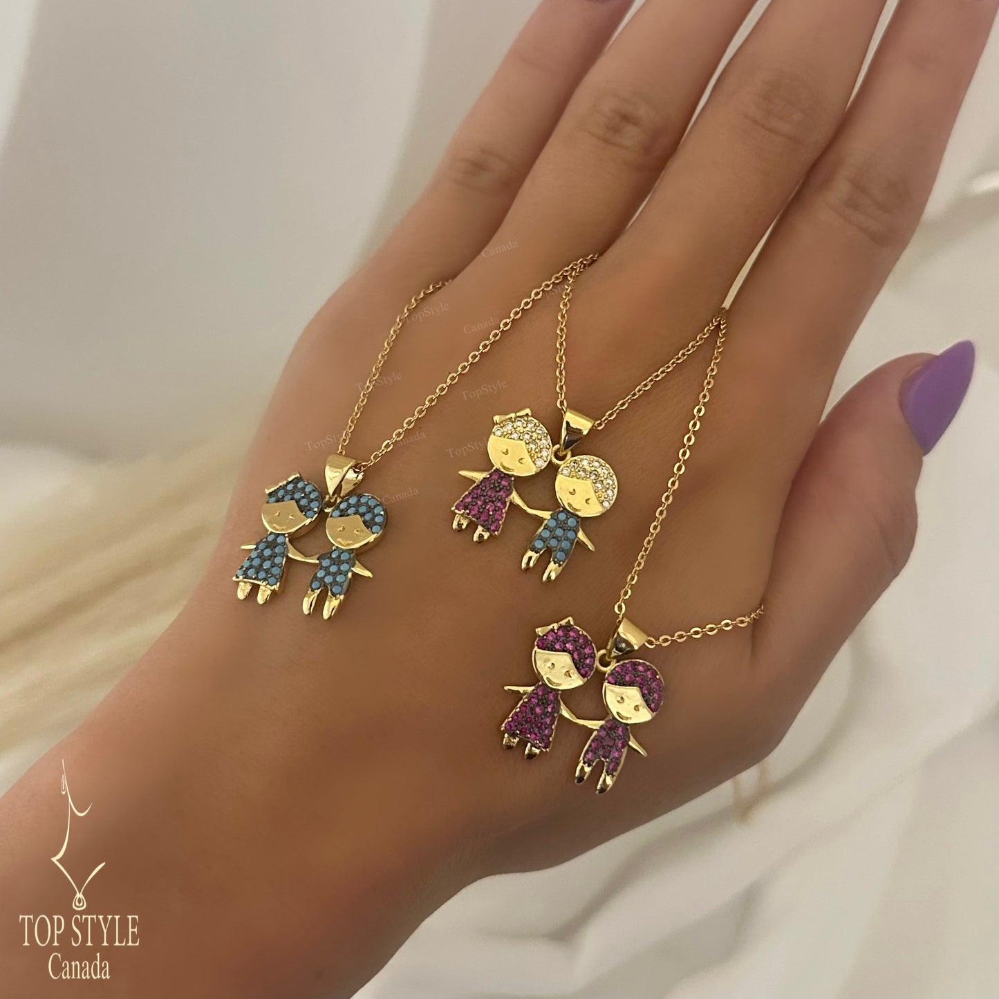 Gold Plated Boy & Girl Mother Necklace