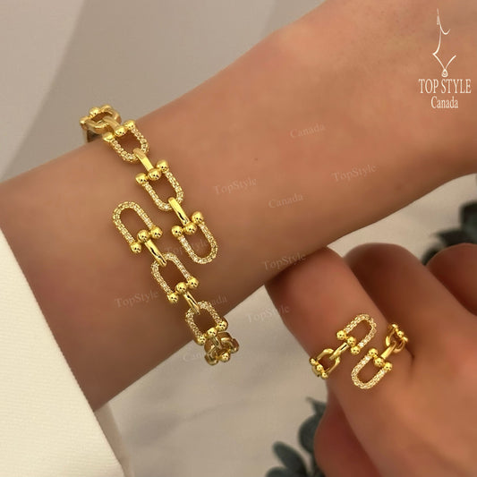 Elegant Link Half Set – (Bracelet & Ring)