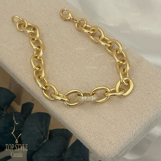 Gold-Plated Cable Chain Bracelet