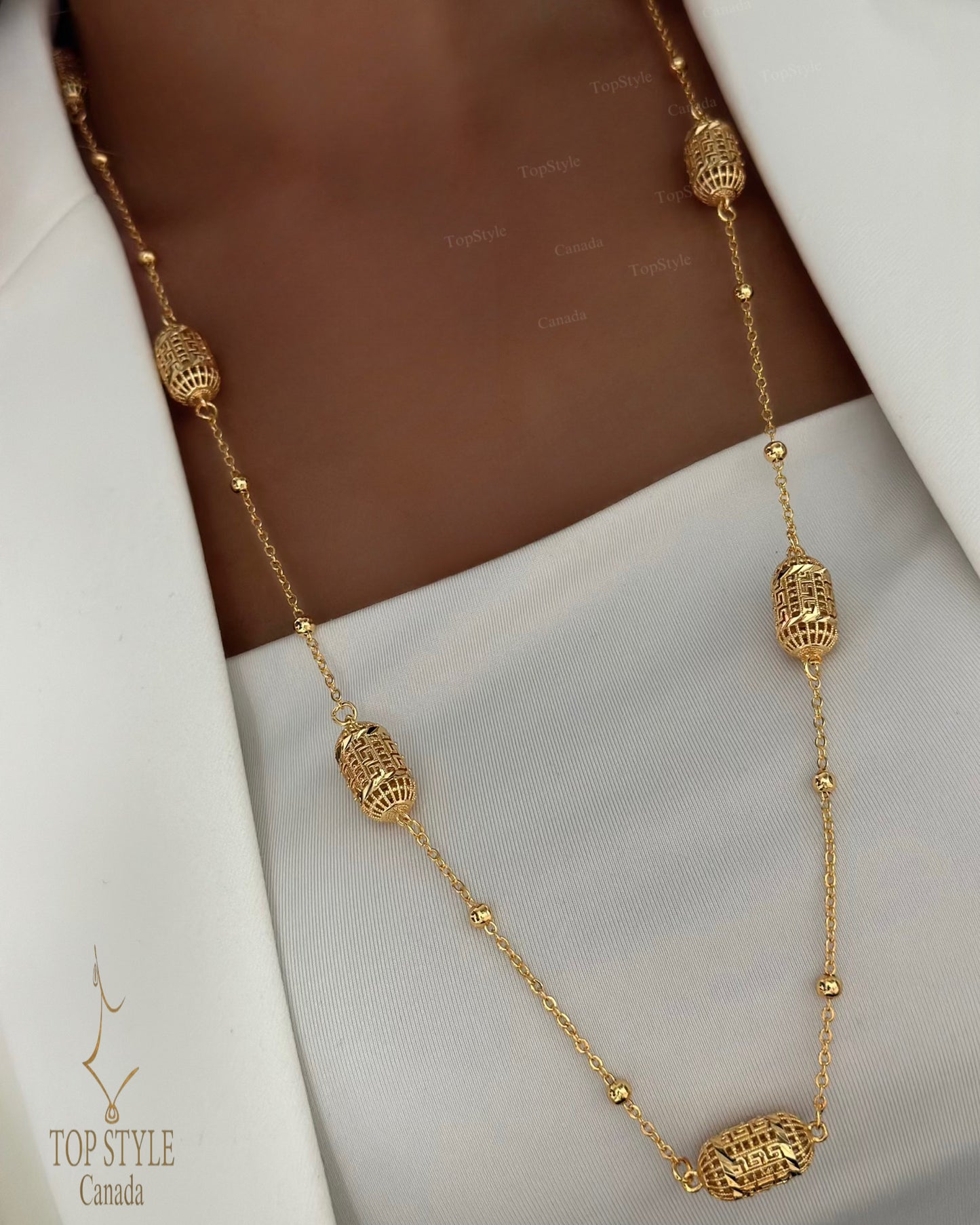 21k Gold Plated Filigree Link Necklace