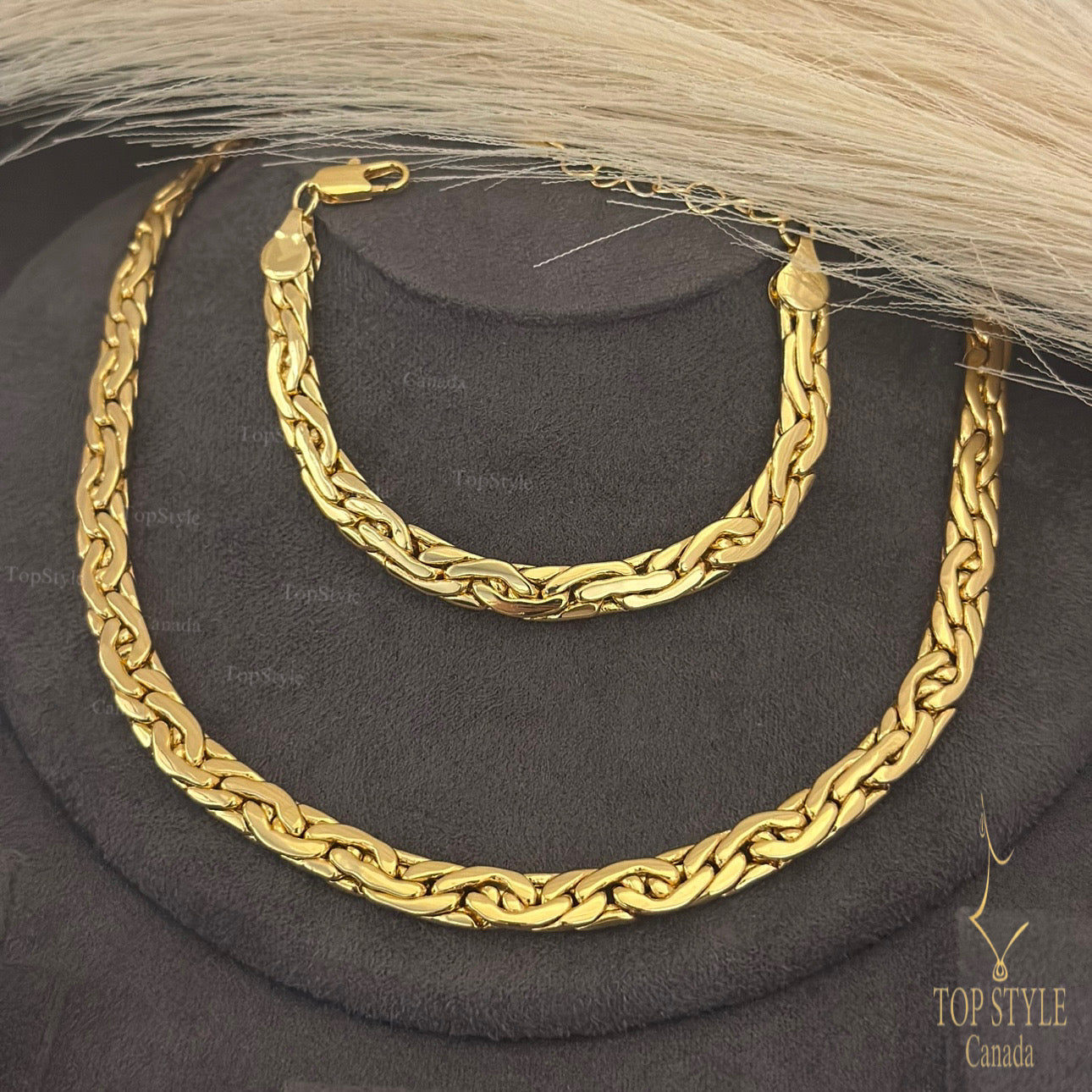 Flat Braided Set (Necklace+Bracelet)
