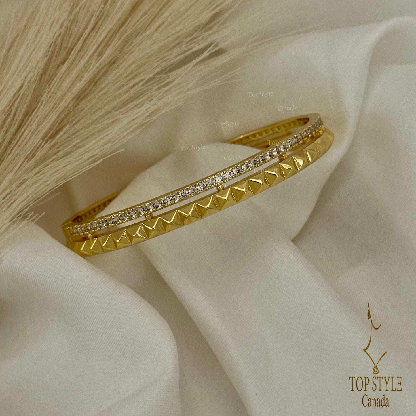18K Gold Plated Studded Bangle