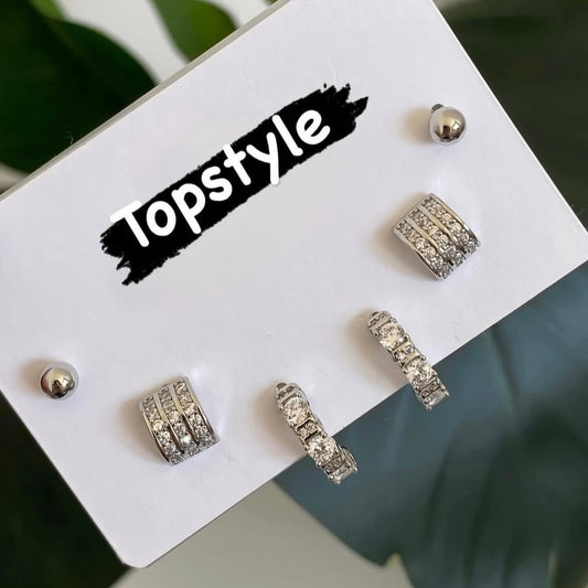 18K Gold Plated Stud Earrings Set For Multiple Piercing