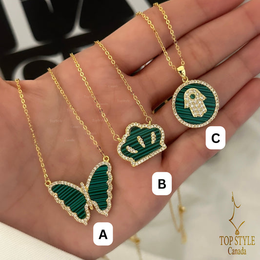 Green Touch Gold Plated Necklace