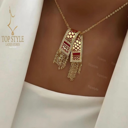 18K Gold-Plated Red Keffiyeh Necklace