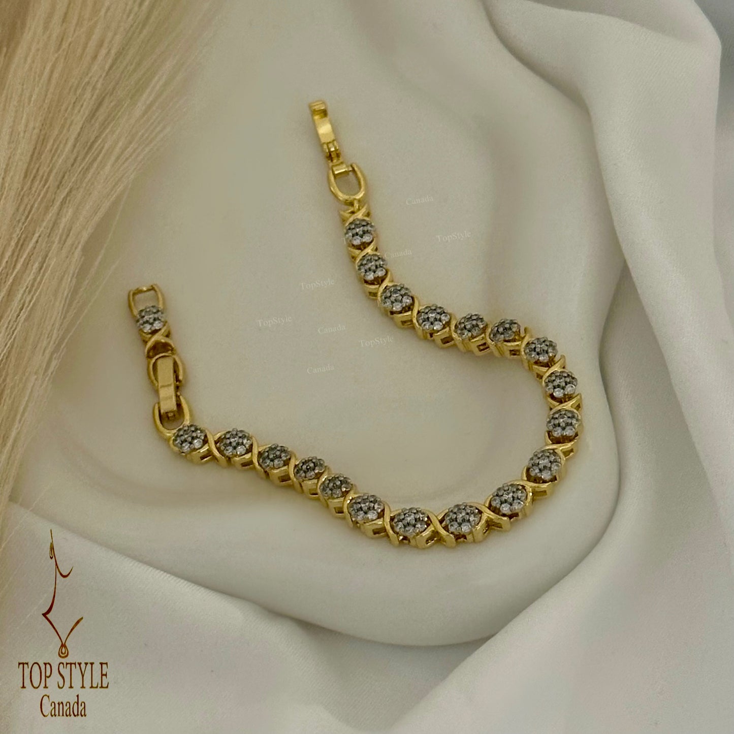 Gold Plated Two-Tone CZ Bracelet