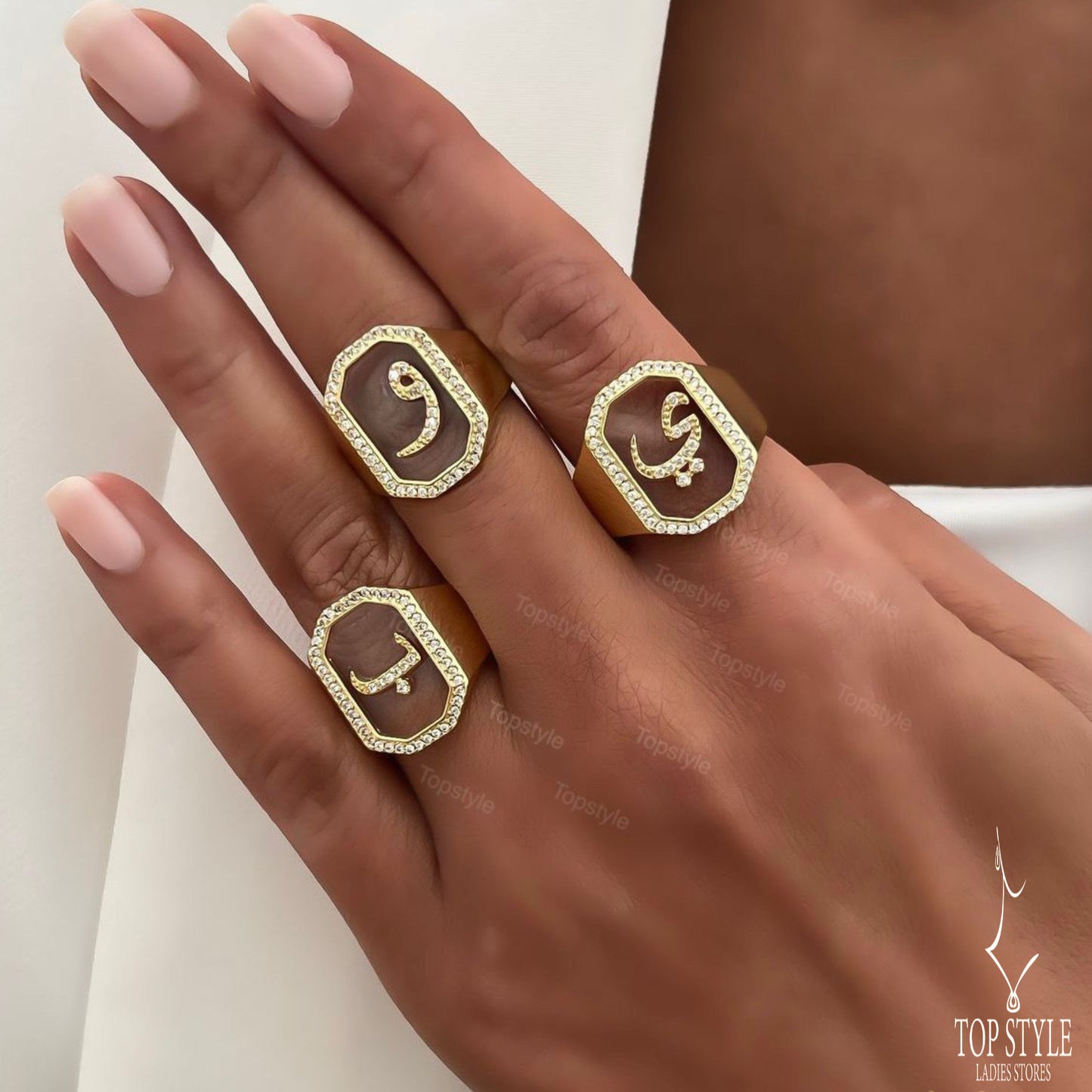 18K Arabic Letter Adjustable Ring