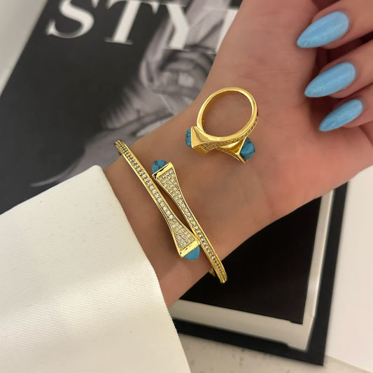 Gold-Plated Twist Half Set (Bracelet+Ring)