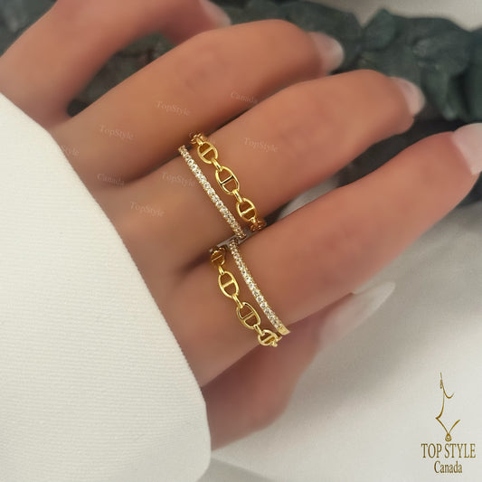 Gold-Plated Adjustable Double Band Ring