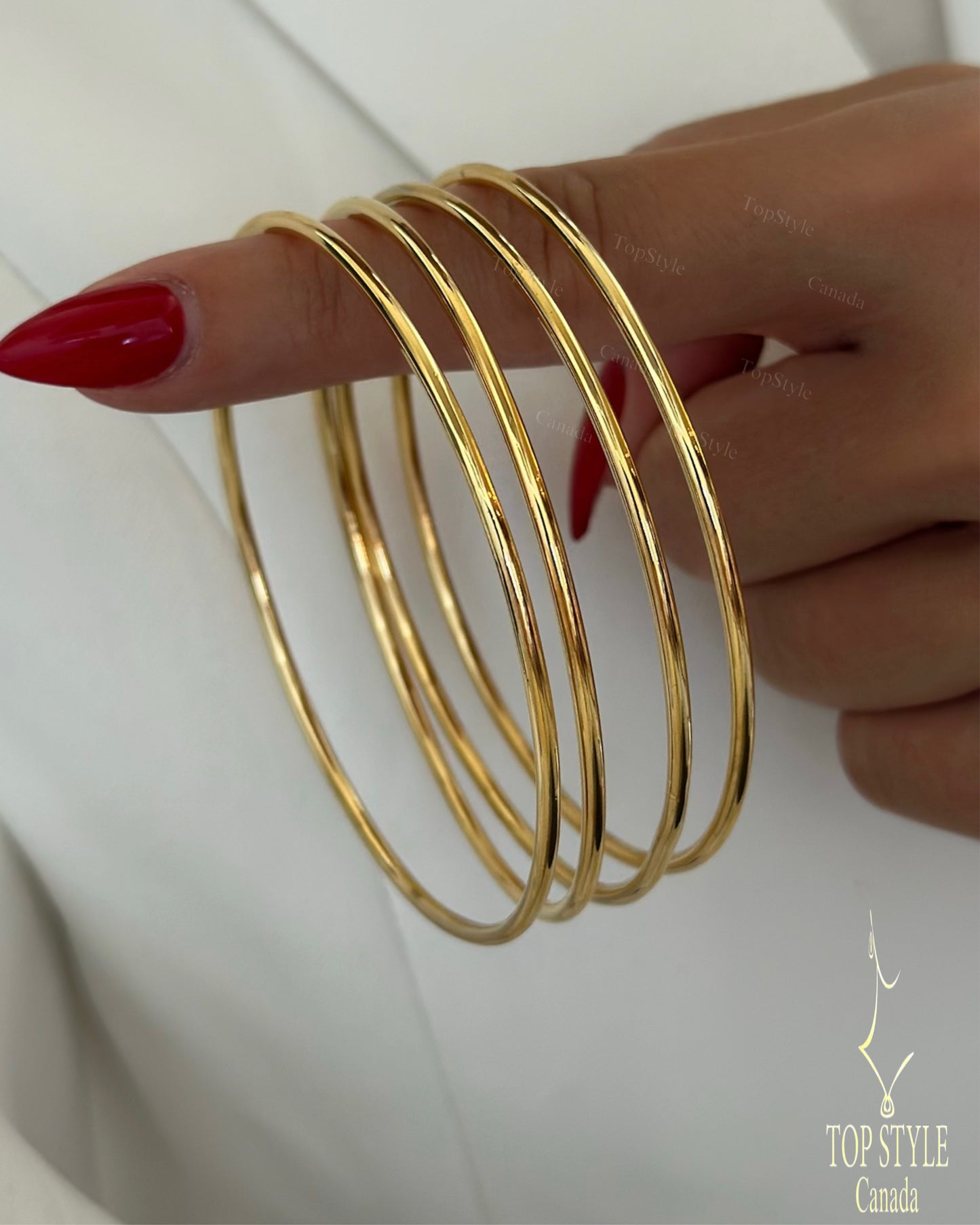 Slim Bangle Stack Set of 4 | 21K Gold Plated