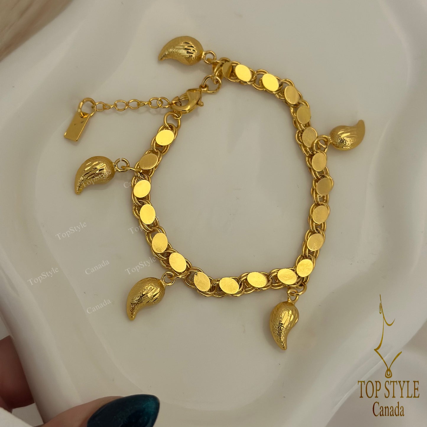 21K Gold-Plated Drop Charm Bracelet