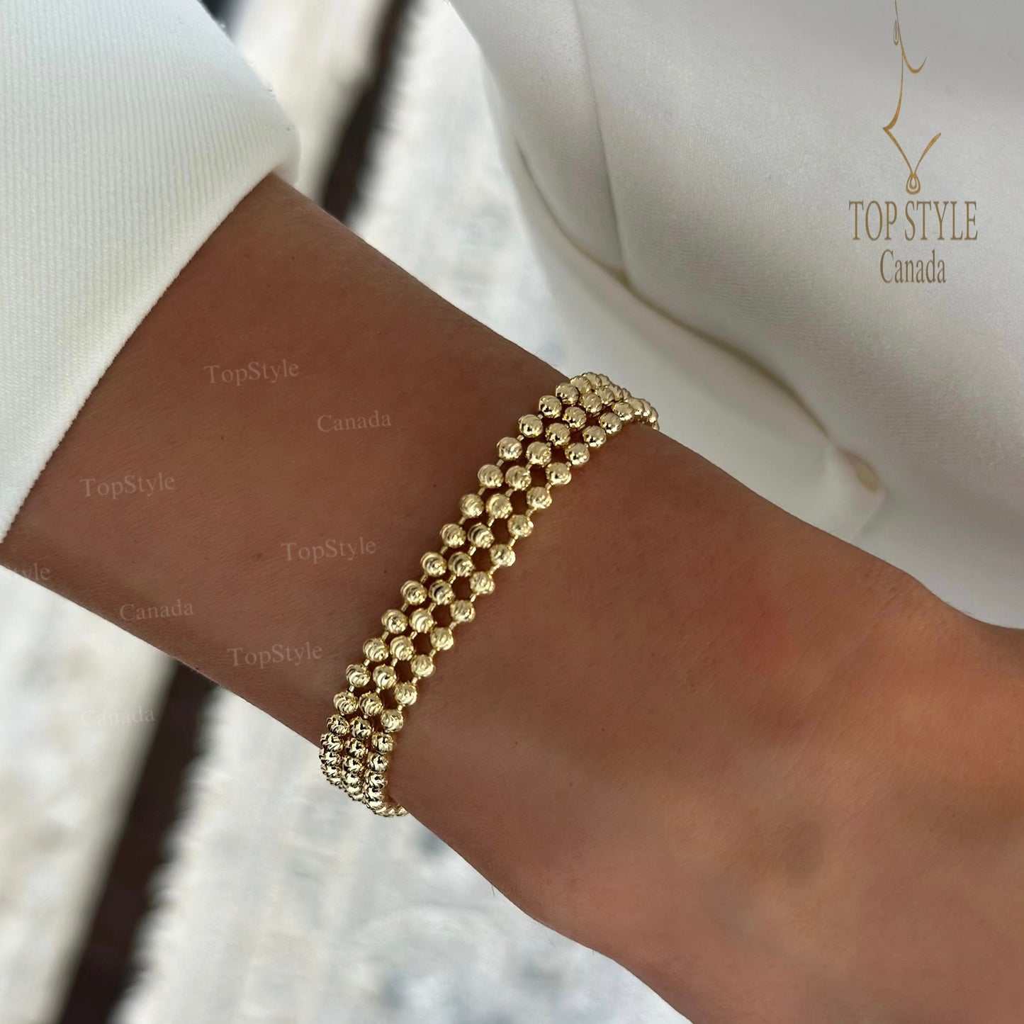 Triple Bead Layered Bracelet | 18K Gold Plated