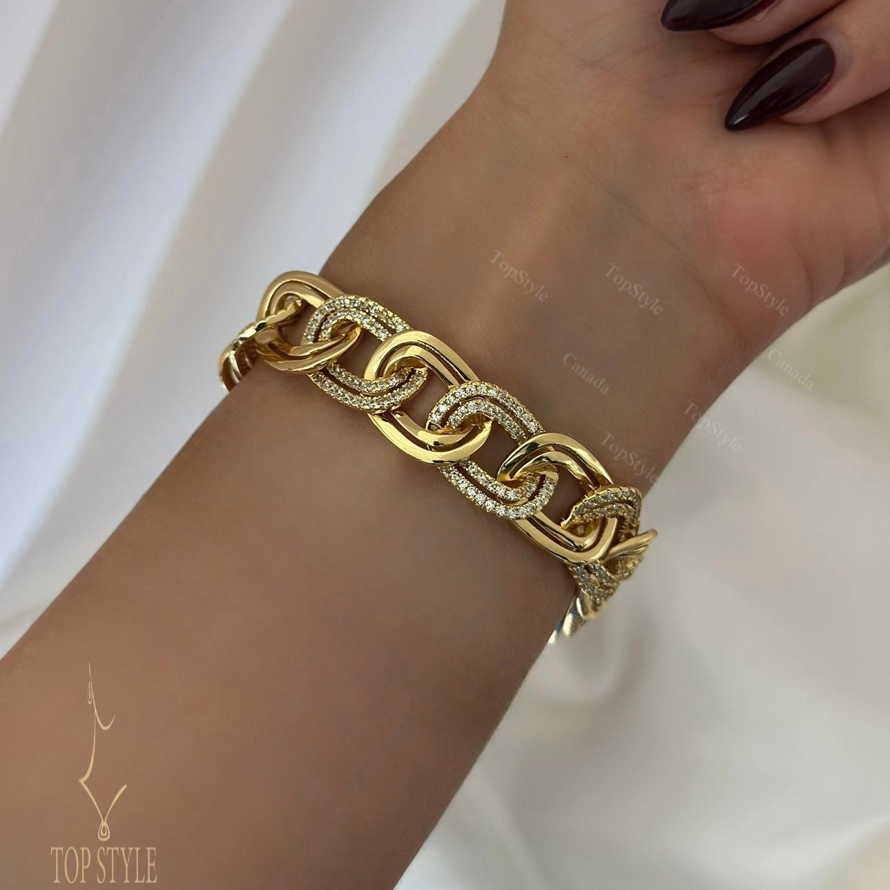 18K Gold Plated Pavé Statement Bracelet