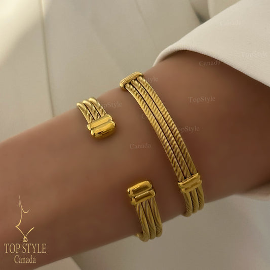 Gold-Plated Cable Cuff Bracelet