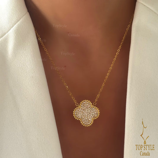 Gold-Plated Clover Sparkle Necklace