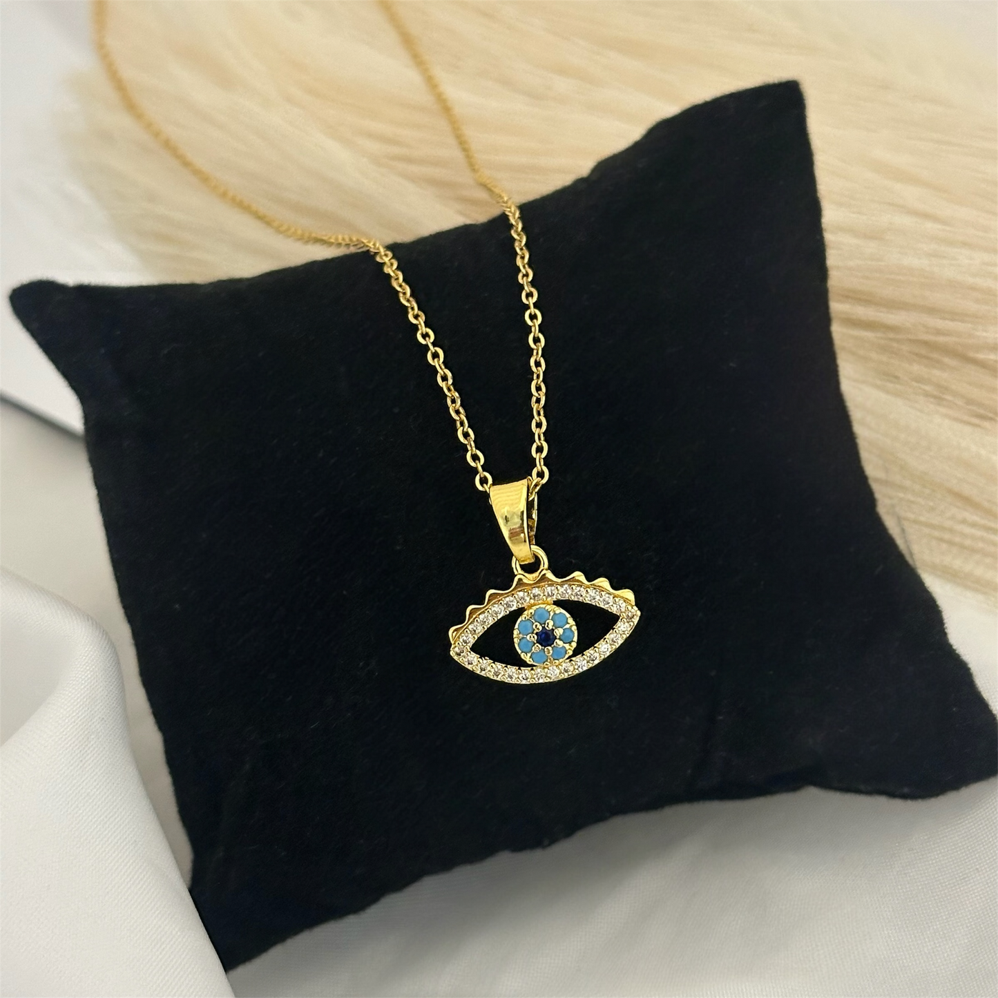 Gold Plated Evil Eye Pendant Necklace