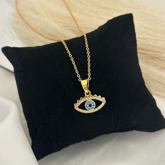 Gold Plated Evil Eye Pendant Necklace