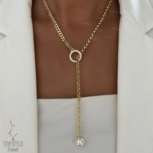 The Aurora Pearl Drop Necklace | 18K Gold Plated