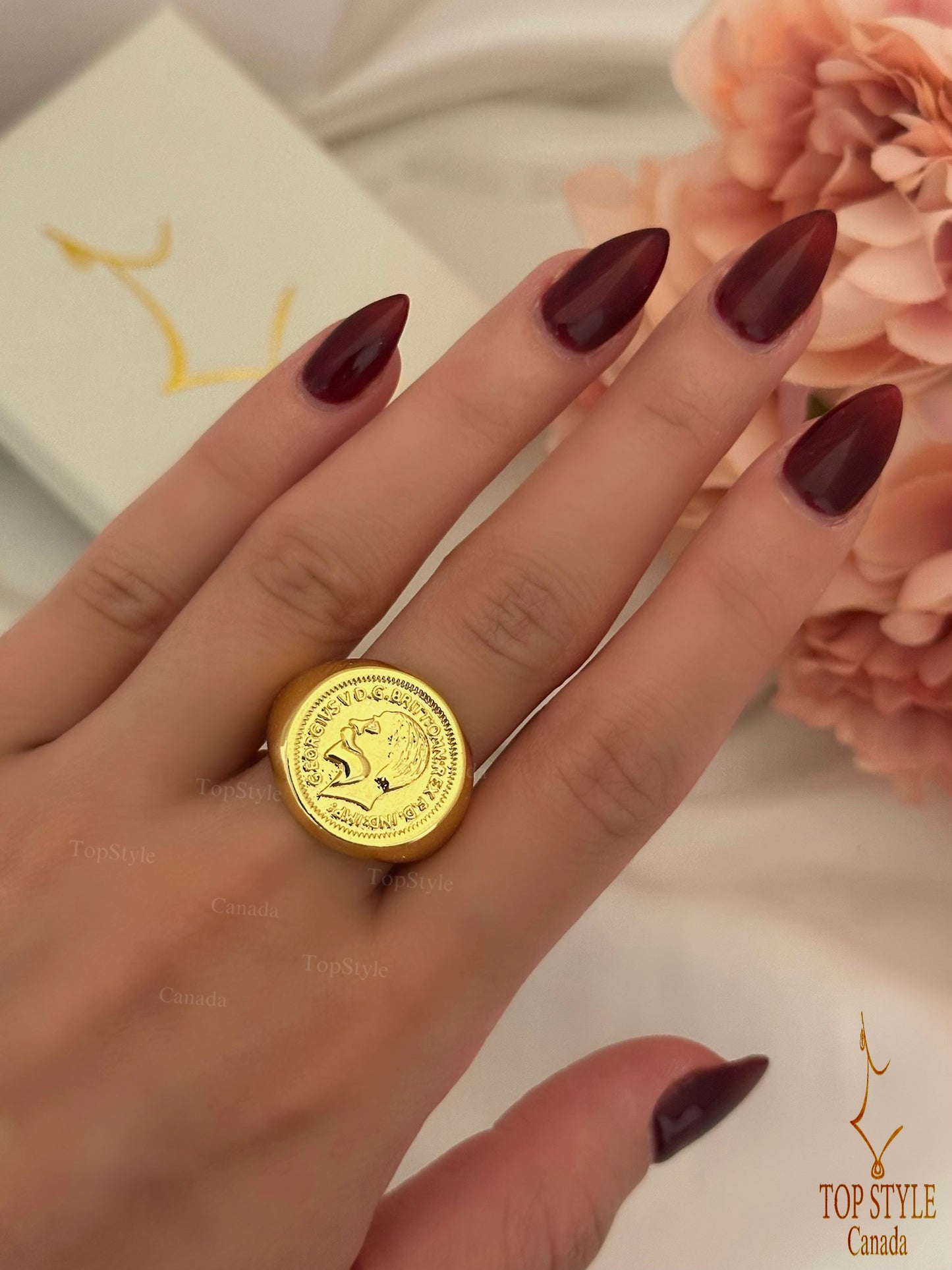 British Coin (Lira) Adjustable Ring