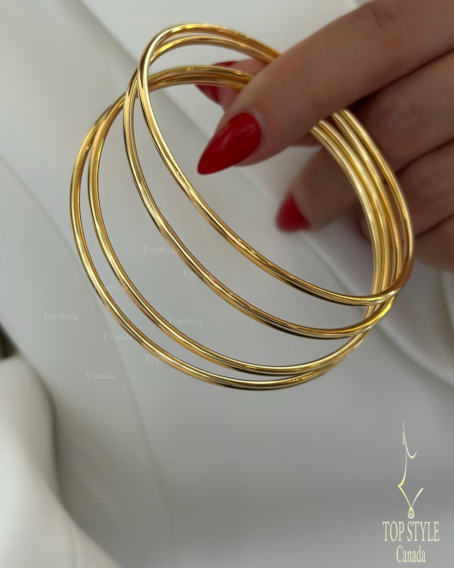 Slim Bangle Stack Set of 4 | 21K Gold Plated