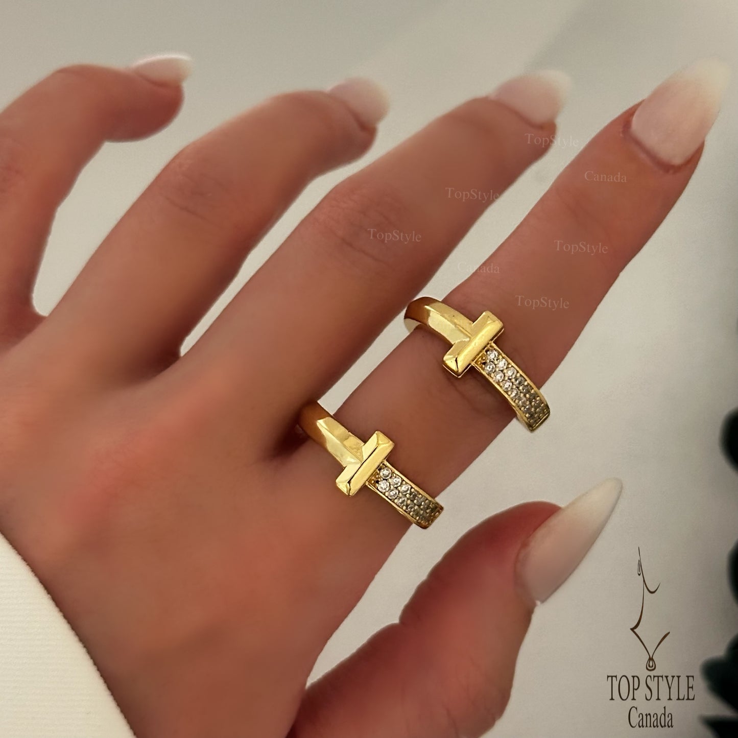 18K Gold Plated T-Half Set (Bangle + Ring)