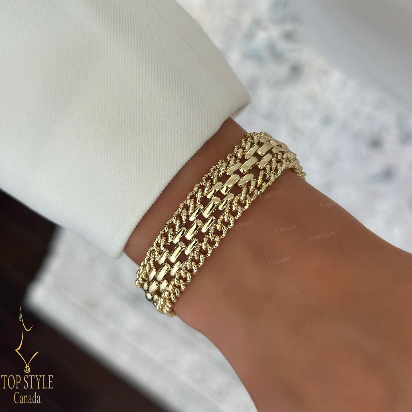 Bracelet de déclaration plaqué or 18 carats