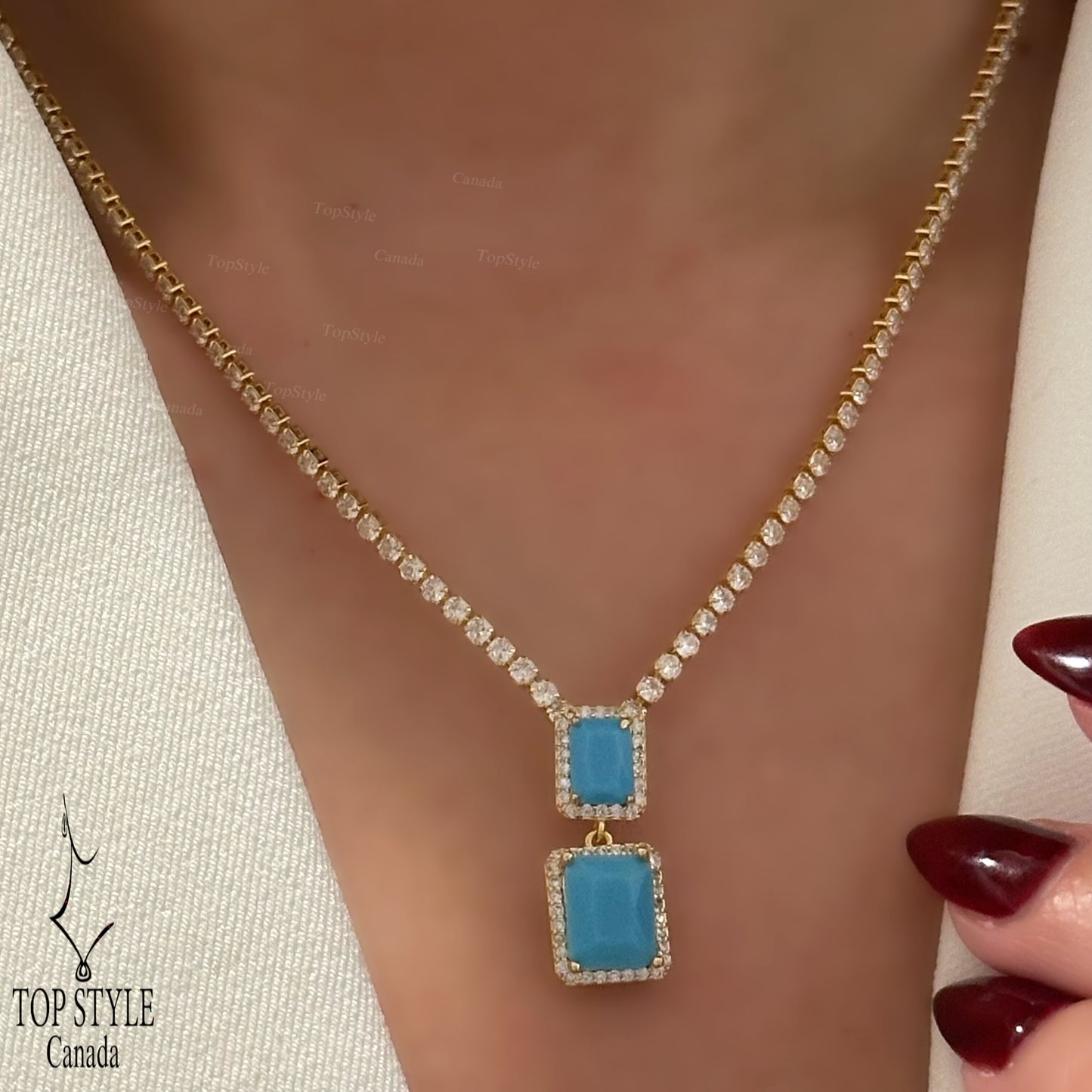 Double Drop Tennis Necklace