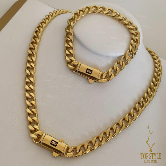 18K Gold-Plated Bold Cuban Set (Necklace + Bracelet)